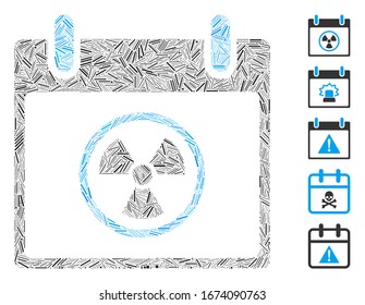 Hatch Mosaic based on atomic calendar day icon. Mosaic vector atomic calendar day is composed with randomized hatch dots. Bonus icons are added.