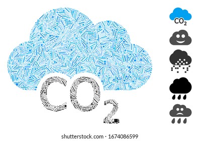Hatch Mosaic based on carbon cloud icon. Mosaic vector carbon cloud is designed with scattered hatch dots. Bonus icons are added.