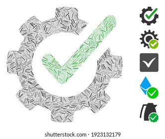 Hatch Mosaic based on checking asistance icon. Mosaic vector checking asistance is created with random hatch items. Bonus icons are added.