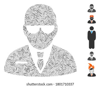 Hatch Mosaic based on chief icon. Mosaic vector chief is designed with scattered hatch spots. Bonus icons are added.