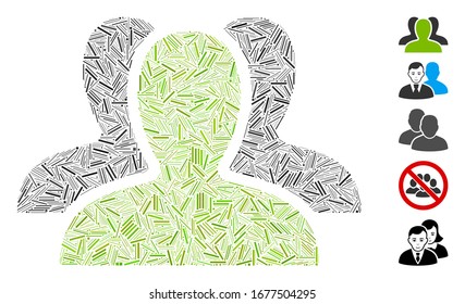 Hatch Mosaic based on client group icon. Mosaic vector client group is designed with scattered hatch elements. Bonus icons are added.