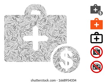 Hatch Mosaic based on commercial medicine case icon. Mosaic vector commercial medicine case is designed with scattered hatch dots. Bonus icons are added.