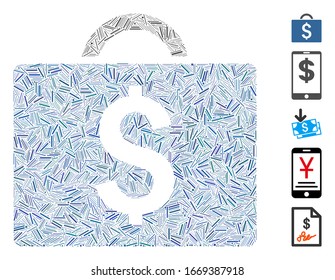 Hatch Mosaic basiert auf dem Symbol für kommerzielle Aktentasche. Der kommerzielle Briefkasten der Vektorillustration Mosaik ist mit vereinzelten Lukenstücken konzipiert. Bonussymbole werden hinzugefügt.