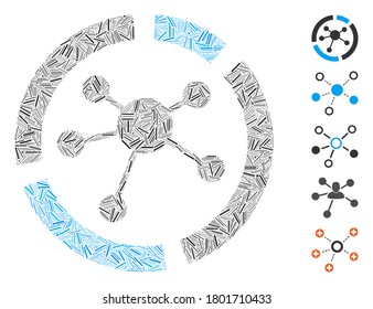 Hatch Mosaic based on connections diagram icon. Mosaic vector connections diagram is designed with randomized hatch items. Bonus icons are added.