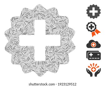 Hatch Mosaic based on create icon. Mosaic vector create is composed with random hatch elements. Bonus icons are added.