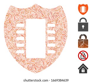 Hatch Mosaic based on digital security icon. Mosaic vector digital security is created with randomized hatch spots. Bonus icons are added.