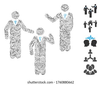 Hatch Mosaic based on discuss icon. Mosaic vector discuss is designed with random hatch items. Bonus icons are added.