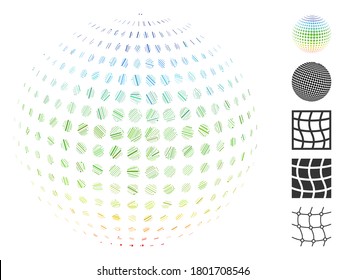Hatch Mosaic based on dotted sphere surface abstraction icon. Mosaic vector dotted sphere surface abstraction is designed with random hatch spots. Bonus icons are added.