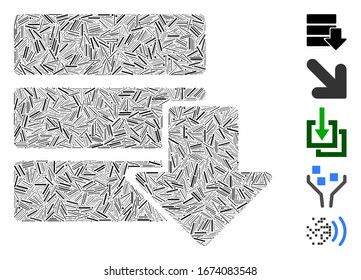 Hatch Mosaic based on download database icon. Mosaic vector download database is designed with scattered hatch dots. Bonus icons are added.
