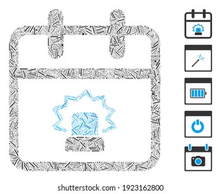 Hatch Mosaic based on emergency day icon. Mosaic vector emergency day is composed with scattered hatch dots. Bonus icons are added.