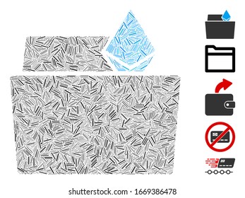 Mosaico de escote basado en el icono de carpeta de cristal de ethereum. La carpeta de cristal de eéreo vectorial mosaico se crea con puntos de rayado dispersos. Se agregan iconos de bonificación.