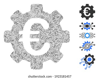 Mosaico de escotilla basado en el icono del equipo de desarrollo del euro. Vector de mosaico El equipo de desarrollo del euro se crea con elementos de trama aleatorizados. Se agregan iconos de bonificación.