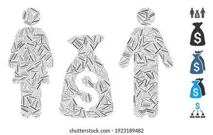 Hatch Mosaic based on family money deposit icon. Mosaic vector family money deposit is composed with random dash elements. Bonus icons are added.