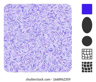 Hatch Mosaic based on filled square icon. Mosaic vector filled square is composed with scattered line items. Bonus icons are added.