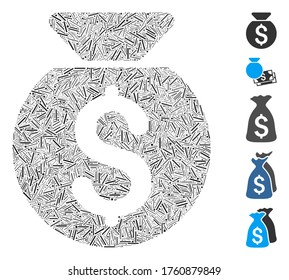 Hatch Mosaic based on financial capital icon. Mosaic vector financial capital is created with random hatch dots. Bonus icons are added.