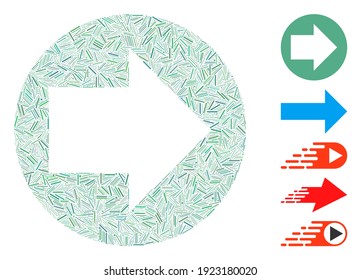 Hatch Mosaic based on forward icon. Mosaic vector forward is formed with random hatch dots. Bonus icons are added.