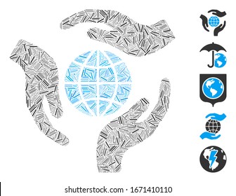 Hatch Mosaic basiert auf dem Symbol für globalen Schutz. Der globale Schutz der Mosaiken Vektorillustration besteht aus randomisierten Lukenpunkten. Bonussymbole werden hinzugefügt.