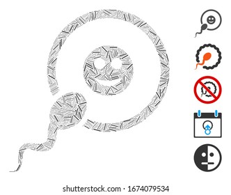 Hatch Mosaic based on happy insemination icon. Mosaic vector happy insemination is created with randomized hatch items. Bonus icons are added.