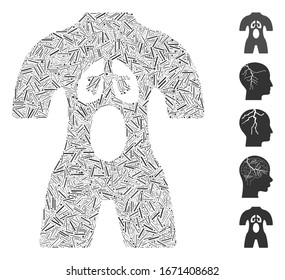 Mosaico del escote basado en el icono de la anatomía humana. La anatomía del hombre vector mosaico está diseñada con manchas aleatorias. Se agregan iconos de bonificación.