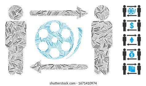 Hatch Mosaic basiert auf Männern Video-Austausch Symbol. Mosaik Vektorillustration Männer Video-Austausch ist mit randomisierten Luke-Spots. Bonussymbole werden hinzugefügt.