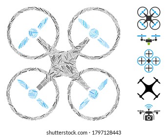 Hatch Mosaic based on nanocopter icon. Mosaic vector nanocopter is designed with randomized hatch dots. Bonus icons are added.