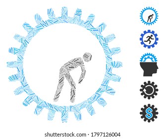 Mosaico de escotilla basado en el icono del equipo de carrera de rata. El equipo de carrera de rata vectorial mosaico está diseñado con puntos de guión aleatorios. Se agregan iconos de bonificación.