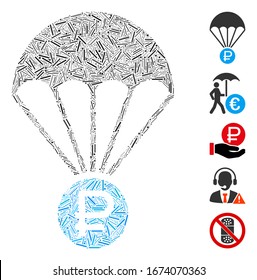 Hatch Mosaic based on rouble rescue icon. Mosaic vector rouble rescue is designed with randomized hatch items. Bonus icons are added.