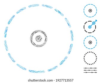 Hatch Mosaic based on round area icon. Mosaic vector round area is designed with random hatch spots. Bonus icons are added.