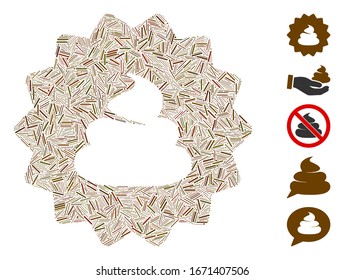 Hatch Mosaic basiert auf Scheiße Token Symbol. Der Mückenwurzel der Vektorillustration besteht aus zerstreuten Brutstücken. Bonussymbole werden hinzugefügt.