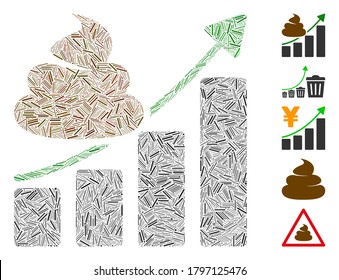 Hatch Mosaic basiert auf Scheiße wachsende Diagramm Symbol. Mosaikvektorscheißdiagramm wird mit zufälligen Lukenelementen erstellt. Bonussymbole werden hinzugefügt.