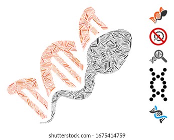 Hatch Mosaic based on sperm replication icon. Mosaic vector sperm replication is composed with randomized hatch spots. Bonus icons are added.