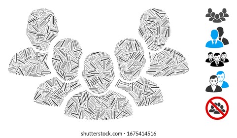 Hatch Mosaic based on staff icon. Mosaic vector staff is formed with random hatch spots. Bonus icons are added.