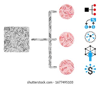 Hatch Mosaic based on structure diagram icon. Mosaic vector structure diagram is composed with randomized hatch items. Bonus icons are added.