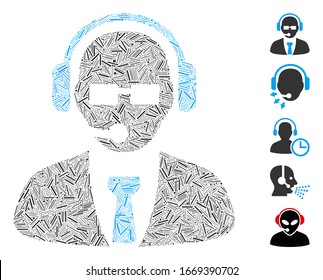 Hatch Mosaic based on support manager icon. Mosaic vector support manager is composed with scattered hatch spots. Bonus icons are added.