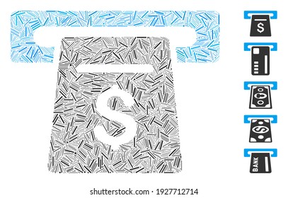 Hatch Mosaic based on ticket terminal icon. Mosaic vector ticket terminal is designed with scattered hatch dots. Bonus icons are added.