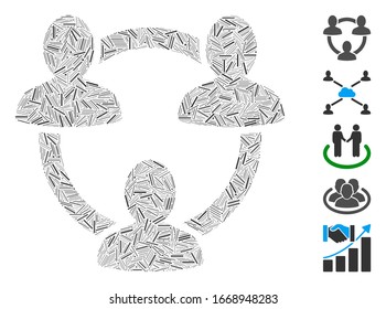 Hatch Mosaic based on trust circle icon. Mosaic vector trust circle is created with random hatch items. Bonus icons are added.