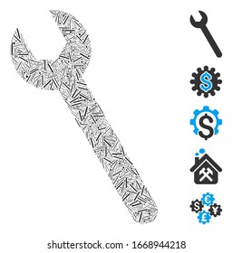 Hatch Mosaik auf der Grundlage von Französisch Symbol. Der Mosaikschlüssel der Vektorillustration besteht aus verstreuten Lukenpunkten. Bonussymbole werden hinzugefügt.