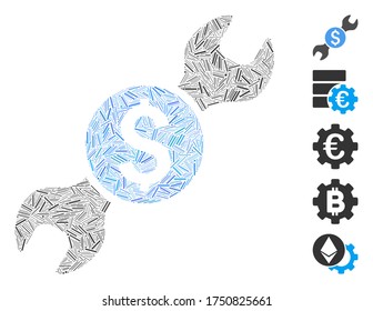 Hatch Mosaic based on wrench price icon. Mosaic vector wrench price is designed with scattered hatch spots. Bonus icons are added.