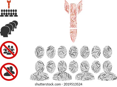 Hatch mosaic kill all the people icon constructed from narrow items in random sizes and color hues. Irregular hatch items are composed into abstract vector mosaic kill all the people icon.