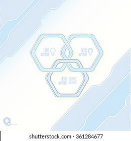 Hatch Raster Textured Chain Like Connected Hexagonal Frames for Your Flat & Minimal Blue Text Box
