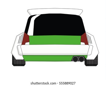 Hatchback in back green vector illustration isolated