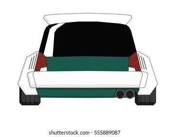 Hatchback in back green vector illustration isolated