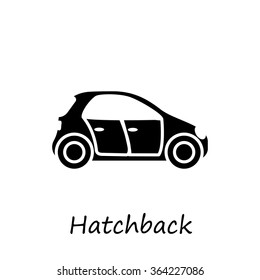 Hatchback Car. Black simple vector icon