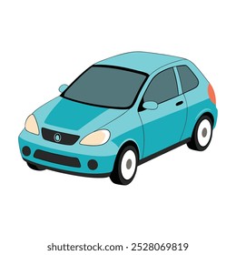 Heckklappe Auto türkis farbige Vektorgrafik Design auf weißem Hintergrund