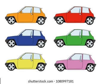 hatchback car different color set