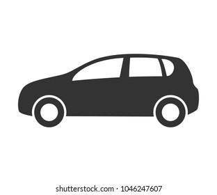 Hatchback car icon. Automobile symbol side view. Flat style