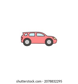 icono del coche de hatback en icono de color, aislado en fondo blanco 