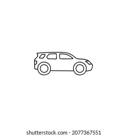 hatchback car icon in flat black line style, isolated on white 