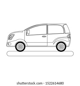 hatchback car icon over white background, vector illustration