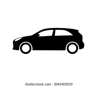 Hatchback car icon. Simple side view vector image.